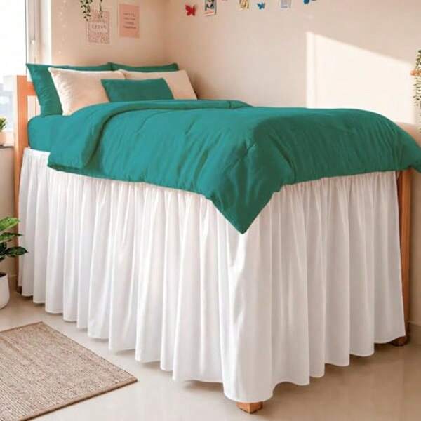 Extra Long Ruffled College Dorm Bed Skirt 30 Inch Drop Premium Hotel Collection Brushed Mircofiber Twin XL Dust Ruffle Raised Dorm Room Essentials And Decor Solid